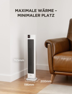 Midea NTH20-22GRWH Aeroterma Ceramica 2000W cu Termostat si Timer 24h - Img 2