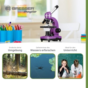 Mikroscop Bresser Junior BIOLUX SEL, violet, cu accesorii si zoom Barlow - Img 3
