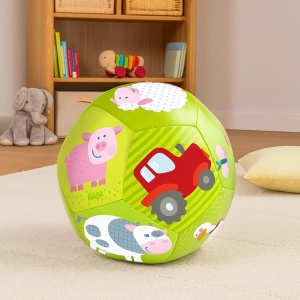 Minge pentru bebelusi HABA Babyball Bauernhof, 11 cm, material moale, design fermier - Img 3