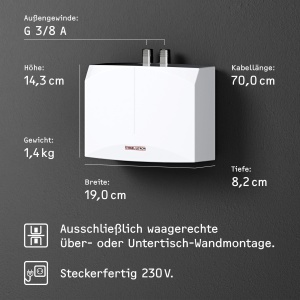 Mini Boiler STIEBEL ELTRON DNM 3, 3,5 kW, cu robinet MAW pentru chiuveta - Img 4
