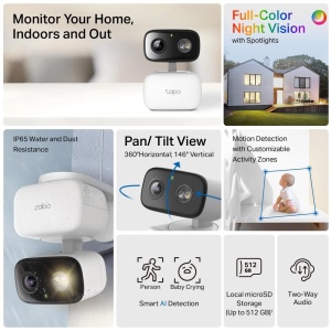 Mini camera de securitate TP-Link Tapo C206 cu inregistrare, 1080p, acoperire interioara si exterioara la 360deg, detectare si notificari AI, card microSD de pana la 512 GB, 105,3 x 77,8 x 69,8 mm - Img 3