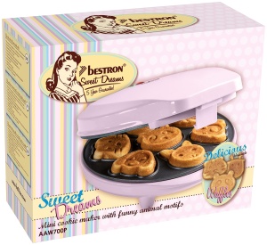Mini-Cookie-Maker Bestron AAW700P, 700W, Culoare Rosa, Antihaft - Img 6