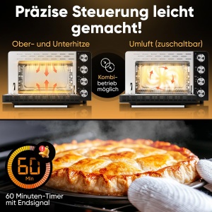 Mini Cuptor Electric ProfiCook PC MBG 1277, 30L, 1500W, cu Pizzastein - Img 2