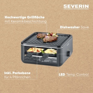 Mini Raclette-Grill Severin RG 2360 pentru 4 persoane, 600W, antiaderent, negru - Img 9