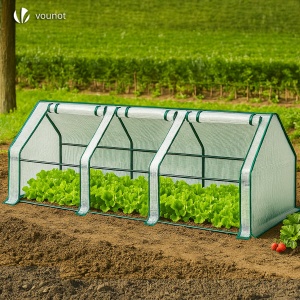 Mini Sera VOUNOT 270x90x90 cm, Stabila, Alb, cu 3 Feronerie pentru Ventilare - Img 6