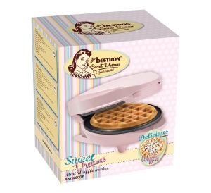 Mini Waffeleisen Bestron AMW500P, 550W, Antiaderent, Roz - Img 7