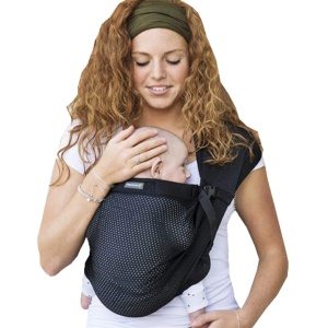 Minimonkey Baby Carrier Mini Sling negru pentru nou-nascuti de la nastere (0 - 2 ani) pana la 15 kg - Sistem de marsupiu de vara impermeabil, ergonomic pentru a fi transportat pe burta in pozitia M - Curea de transport pentru copii mici