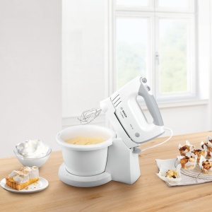 Mixer de mana Bosch MFQ36460, 450 W, cu bol rotativ si suport, alb - Img 5
