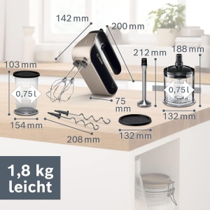 Mixer de mana Bosch MFQ4885DE, 575 W, 5 viteze, Negru - Img 3
