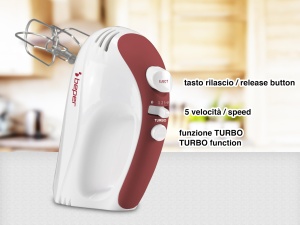 Mixer electric Beper P102SBA101, 300W, 5 viteze, albrosu - Img 3