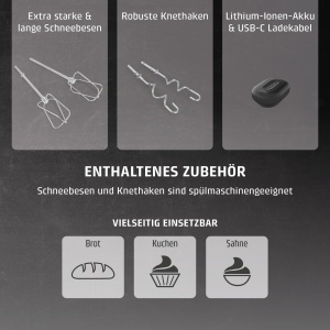 Mixer manual fara fir CASO Click Mix, 8 viteze, acumulator 2000mAh - Img 8