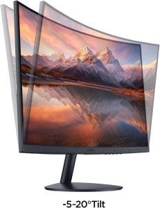 Monitor curbat KOORUI - Monitor de computer curbat FHD de 23,6 inchi, panou VA, 100Hz, curbura 1500R, reglare inclinare, ingrijire ochi, HDMI, monitor de gaming VGA, negru - Img 6