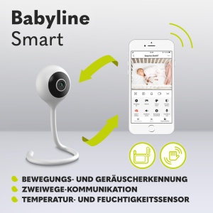 Monitor electronic inteligent pentru bebelusi Lionelo Babyline,Camera pentru bebelusi Wi-Fi,Aplicatie mobila,Detectarea sunetului de miscare,Vizibilitate in intuneric,Senzor de temperatura, Interior 5.3 x 3.3 x 28.5 - Img 4