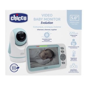 Monitor video pentru bebelusi Chicco Evolution Camera rotativa 5 inch LCD Alb