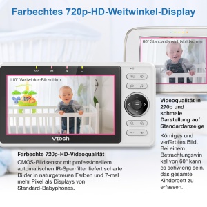 Monitor video pentru bebelusi VTech VM901-1W, camera WiFi, 5 inch, 1080P, unghi larg 120 - Img 4