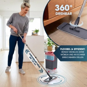 Mop cu rezervor dublu CLEANmaxx Komfort-Mopp DuoTank, 132 cm, 2 lavete microfibra - Img 4