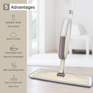 Mop cu spray HOMTOYOU, microfibra, 2 pad-uri, pentru toate tipurile de podele - Img 2