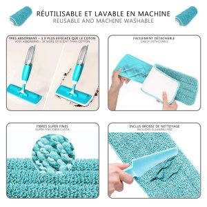 Mop cu spray VOUNOT, 650ml rezervor, 2 in 1, albastru - Img 4