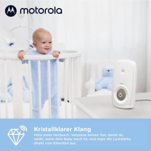 Motorola Nursery AM21 Baby Monitor Audio - Monitor digital pentru bebelusi cu tehnologie DECT pentru monitorizare audio - Raza de actiune de 300 de metri - Microfon de inalta sensibilitate, 1 bucata (1 pachet) - Alb - Img 5