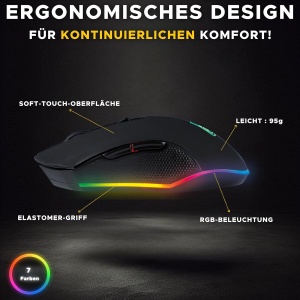 Mouse de gaming THE G-LAB Kult Helium, senzor optic 800-6400 DPI, iluminare LED - Img 3