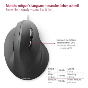 Mouse ergonomic Hama EMC-500, cablat, 3 viteze, 1800 dpi, negru - Img 5
