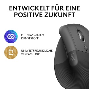 Mouse ergonomic vertical Logitech Lift, wireless, compatibil WindowsmacOS, gri - Img 6