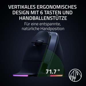 Mouse ergonomic vertical Razer Pro Click V2, wireless, negru, 30K senzor optic - Img 3