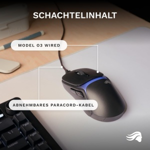 Mouse gaming Glorious Model O3 Wired, ultra-usor 54 g, 30K DPI, negru - Img 7