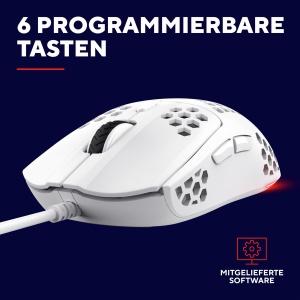 Mouse Gaming Trust Gaming GXT 928 Helox, Mouse USB cu fir ultrausor 65g, DPI reglabil (200-6400), Senzor optic, 6 butoane programabile, Iluminare RGB pentru PC de gaming MMO - Alb - Img 5