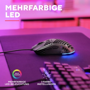 Mouse Gaming Trust Gaming GXT 928 Helox, Mouse USB cu fir ultrausor 65g, DPI reglabil (200-6400), Senzor optic, 6 butoane programabile, Iluminare RGB pentru PC de gaming MMO - Negru - Img 6