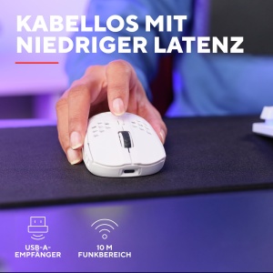 Mouse Gaming Wireless Trust Gaming GXT 929 Helox, Mouse Ultrausor 75g, 80h Utilizare Continua, Receptor Micro USB 2.4GHz, DPI Reglabil (800-4800), 6 Butoane Programabile, Gaming PC MMO - Alb - Img 4