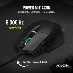 Mouse pentru jocuri FPS reglabil cu fir CORSAIR M65 RGB ULTRA - 26.000 DPI - Comutatoare optice - Sistem de greutate - Tehnologie AXON Hyper-Processing - Compatibil iCUE - PC, Mac, PS5, PS4, Xbox - Negru - Img 3