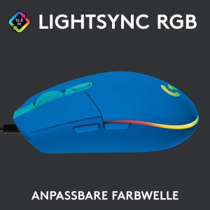 Mouse pentru jocuri Logitech G203 cu iluminare RGB LIGHTSYNC personalizabila, 6 butoane programabile, senzor de calitate pentru jocuri, urmarire de 8.000 DPI, greutate redusa - albastru - Img 2