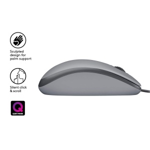 Mouse USB cu fir Logitech M110, butoane silentioase, design confortabil de dimensiuni complete, PC/Mac/laptop ambidextru - Gri - Img 5