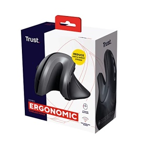 Mouse Wireless Ergonomic Trust Verro, Unghi Vertical de 60deg, Prevenirea Bratului Mouse/Cotului de Tenis (Sindromul RSI), 800-1600 DPI, 6 Butoane, Mouse Vertical Wireless pentru PC si Laptop - Negru - Img 12
