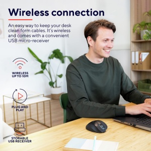 Mouse wireless reincarcabil Trust Fyda, design durabil, 800-2400 DPI, 6 butoane, suport pentru degetul mare si degete, 2,4 GHz, mouse wireless cu receptor USB, mouse ergonomic pentru laptop, PC, MacBook, birou - Img 5