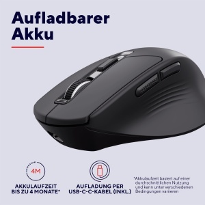 Mouse wireless Trust Niven Bluetooth 2.4GHz, negru, ergonomic, silentios - Img 4