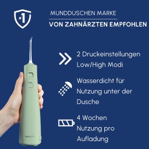 Munddusche Waterpik Pulse, Kabellos, Mintgrun, 2 Intensitati, 45 secunde capacitate - Img 5