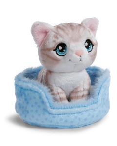 NICI Kuscheltier Pisica Gri Tigrata 12cm Cos Albastru