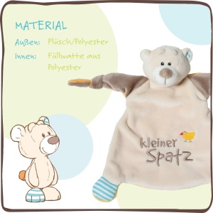 NICI Schmusetuch Bear Kleiner Spatz 25x25 cm Jucarie moale pentru bebelusi si copii - Img 4