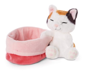 NICI Sleeping Kitties Pisicuta de plus 12cm crem cos rot-roz - Img 2