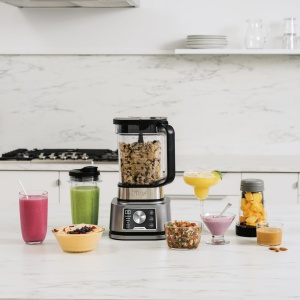 Ninja Foodi Power Nutri Blender Smoothie Maker 3-in-1, creme tartinabile groase si bauturi congelate, programe automate, ulcior de 2,1 litri, cana de 700 ml si bol de 400 ml cu agitator electric, 1200 W, argintiu CB350EU - Img 2