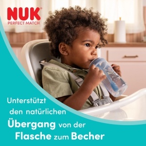 NUK Perfect Match Biberon cu pai 260 ml albastru anti-scurgere - Img 2