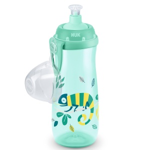 NUK Sports Cup Sticla de baut pentru copii cu efect cameleon | 24+ luni | cu schimbare de culoare | gura de scurgere etansa | Clema si capac de protectie | Fara BPA | 450 ml | Cameleon (verde) - Img 2