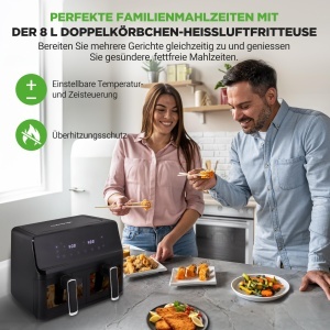 NutriChef Airfryer XXL 8L 9 Programe 360degC Fara Ulei - Img 3