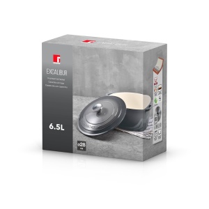 Oala Bergner Excalibur Grey 28 cm cu Capac, Aluminiu Topit, Culoare Gri - Img 3