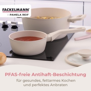 Oala cu maner Fackelmann x Pamela Reif, 16 cm, din aluminiu reciclat, bej pastel - Img 7