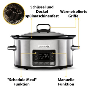 Oala cu slow cooking Crockpot CSC066X, 5.6 l, timer digital, inox - Img 7