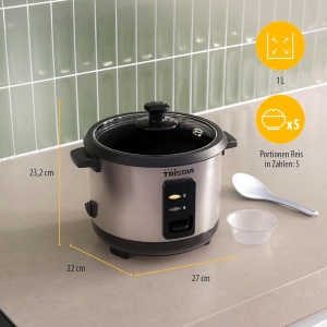 Oala de gatit orez Tristar RK-6144, 1L, 400W, inox - Img 2