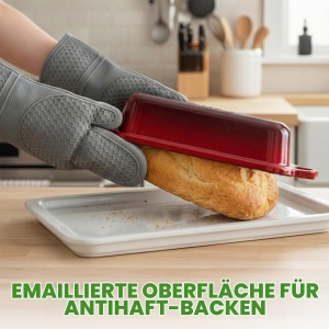 Oala de paine NutriChef din fonta cu capac, emailata, rosie - Img 5